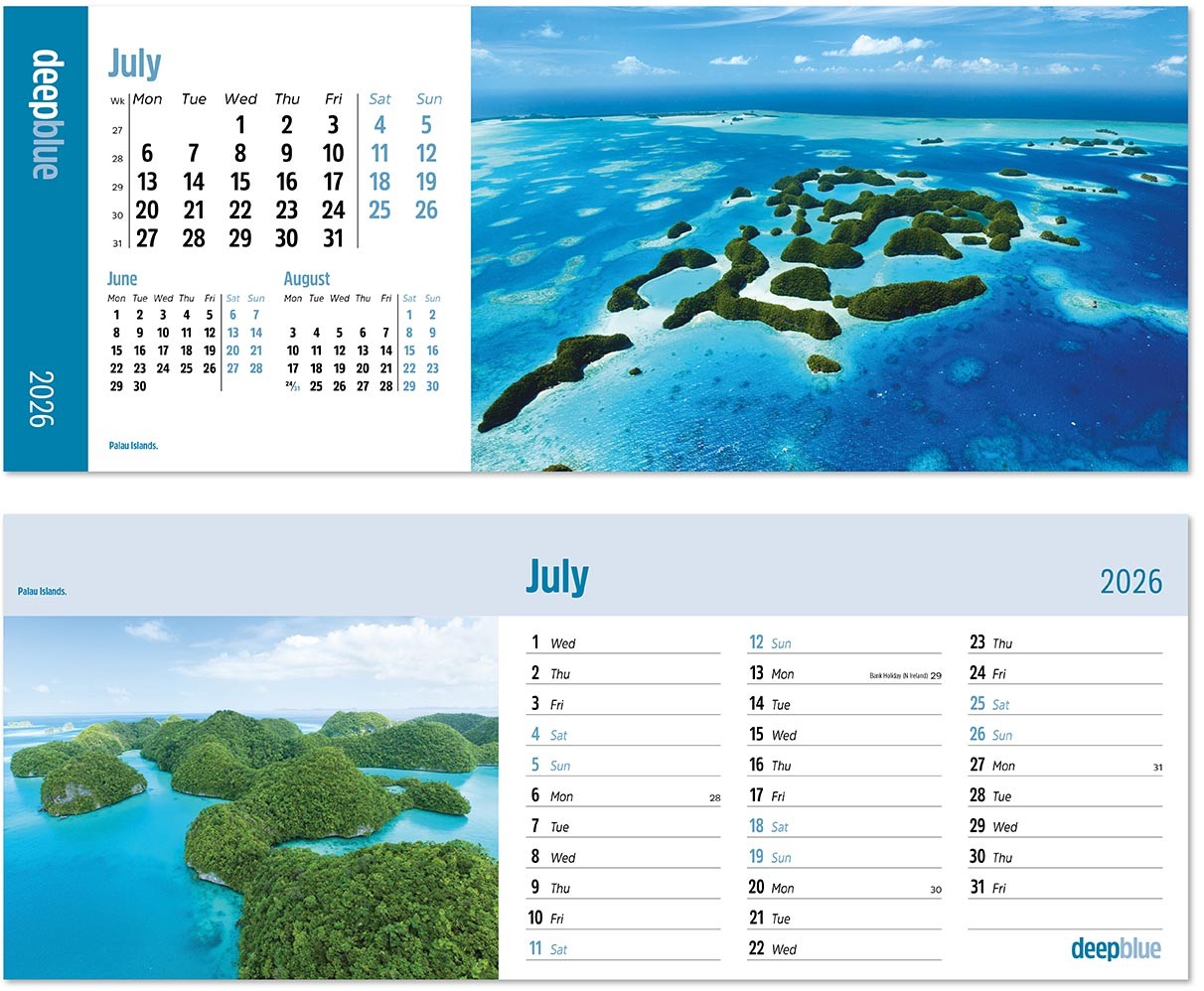 Deep Blue Desk Calendar