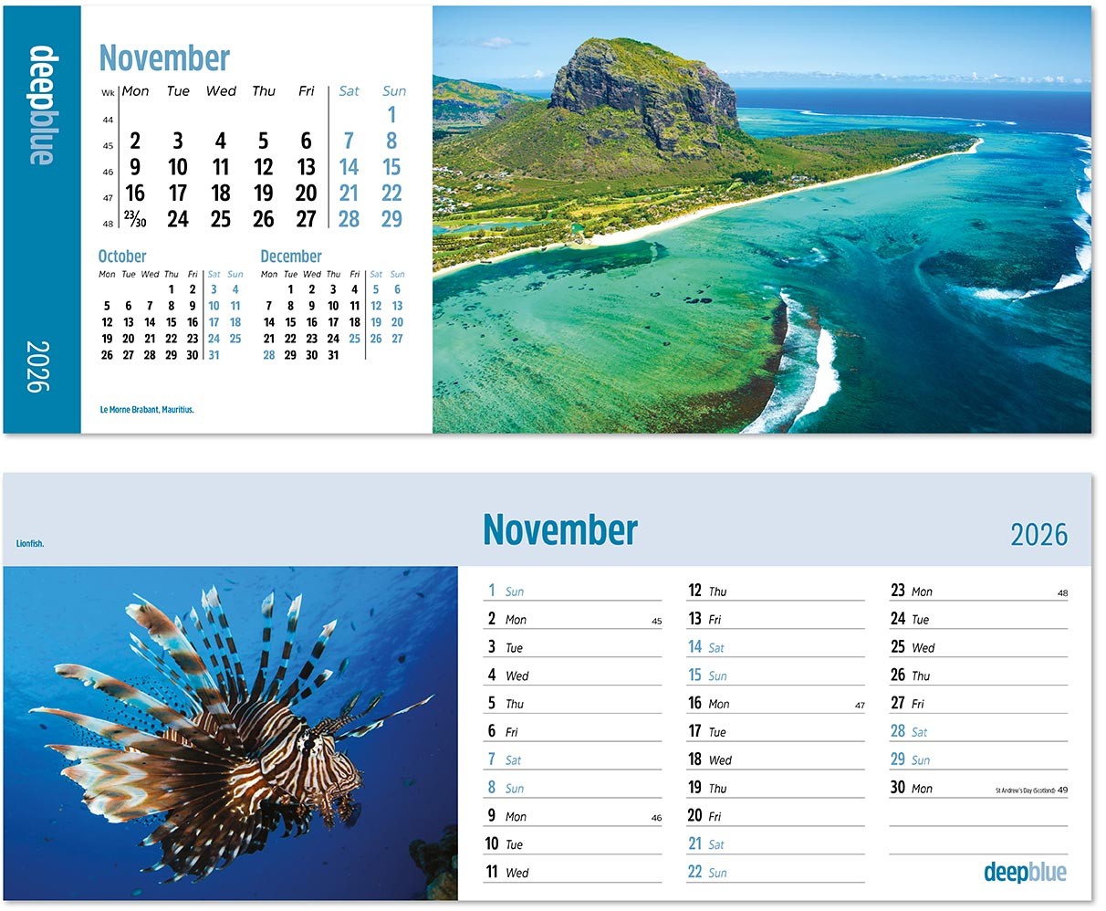 Deep Blue Desk Calendar