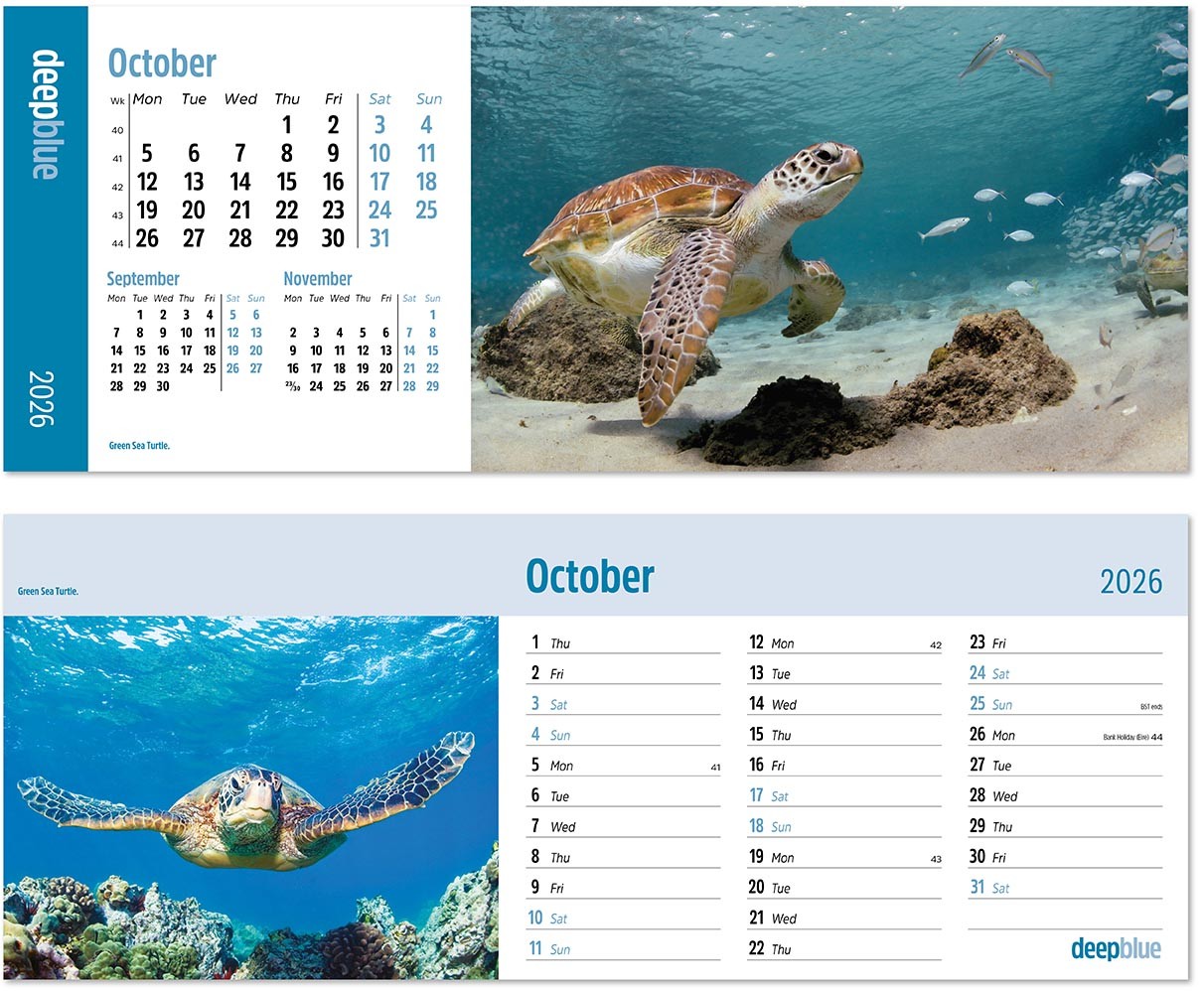 Deep Blue Desk Calendar
